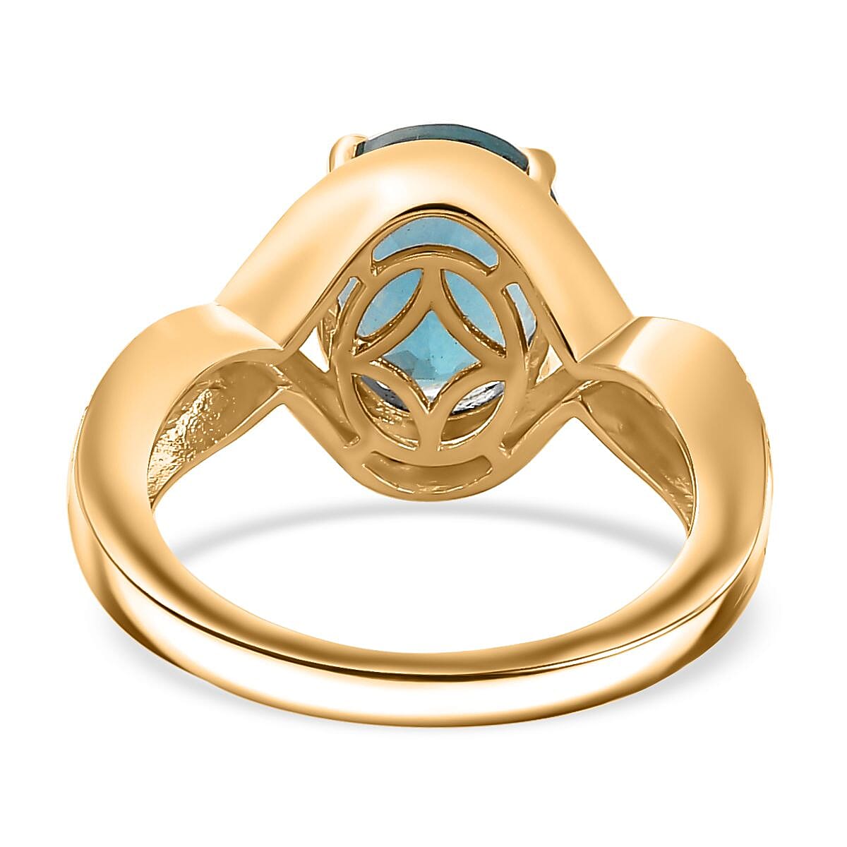 Belgian Teal Fluorite Solitaire Ring in 18K Yellow Gold Vermeil Plated Sterling Silver 3.20 Ct 7805154 5