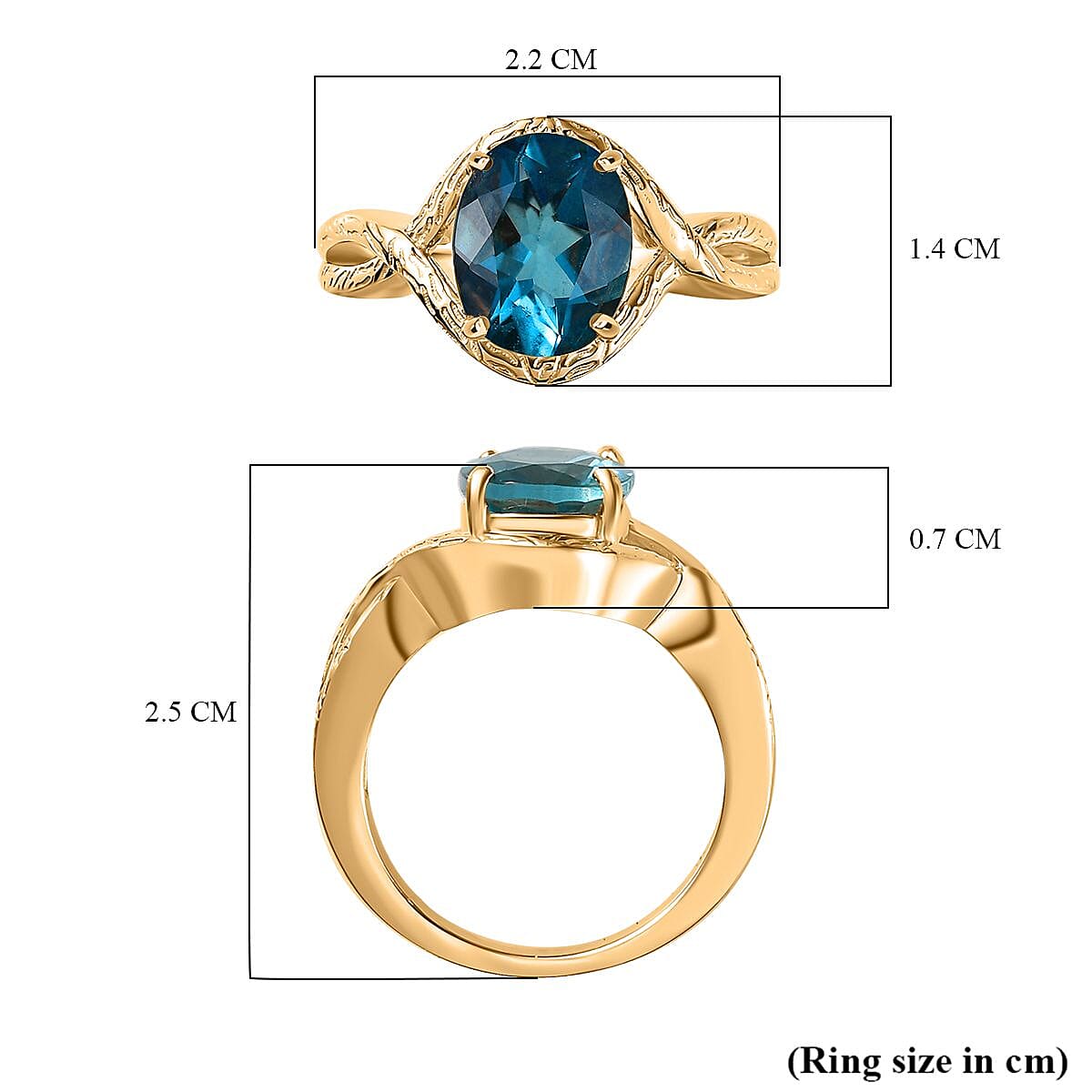 Belgian Teal Fluorite Solitaire Ring in 18K Yellow Gold Vermeil Plated Sterling Silver 3.20 Ct 7805154 6