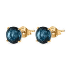 Belgian Teal Fluorite  Solitaire Stud Push Post Earring in 18K YG Vermeil Sterling Silver 5.072  Ct.