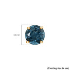 Belgian Teal Fluorite  Solitaire Stud Push Post Earring in 18K YG Vermeil Sterling Silver 5.072  Ct.