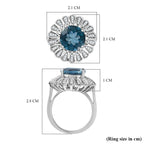 Teal Fluorite & Natural Zircon Cocktail Ring in Rhodium Overlay Sterling Silver 5.40 Ct