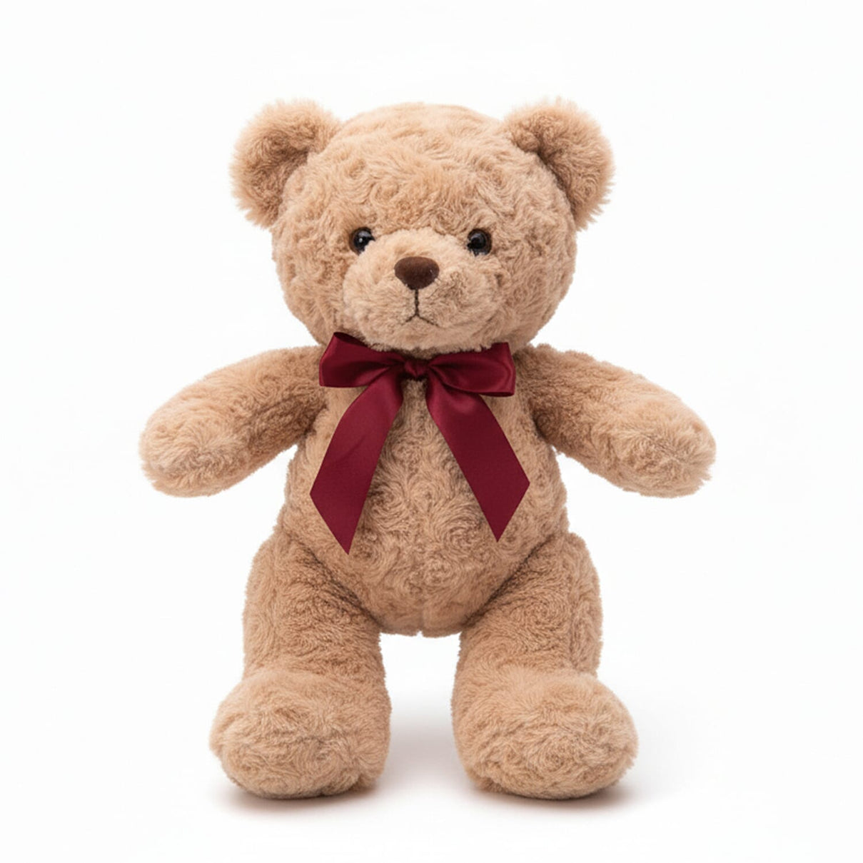 Teddy Bear Soft Toy with Red Ribbon Bow - Light Brown 8311647 0