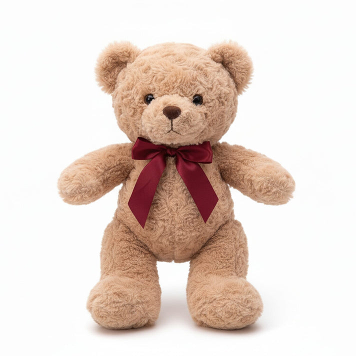 Teddy Bear Soft Toy with Red Ribbon Bow - Light Brown 8311647 1