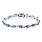 Kashmir Kyanite and Natural Cambodian Zircon Bracelet (Size 7) in Sterling Silver 9.01 Ct, Silver Wt. 11.02 Gms