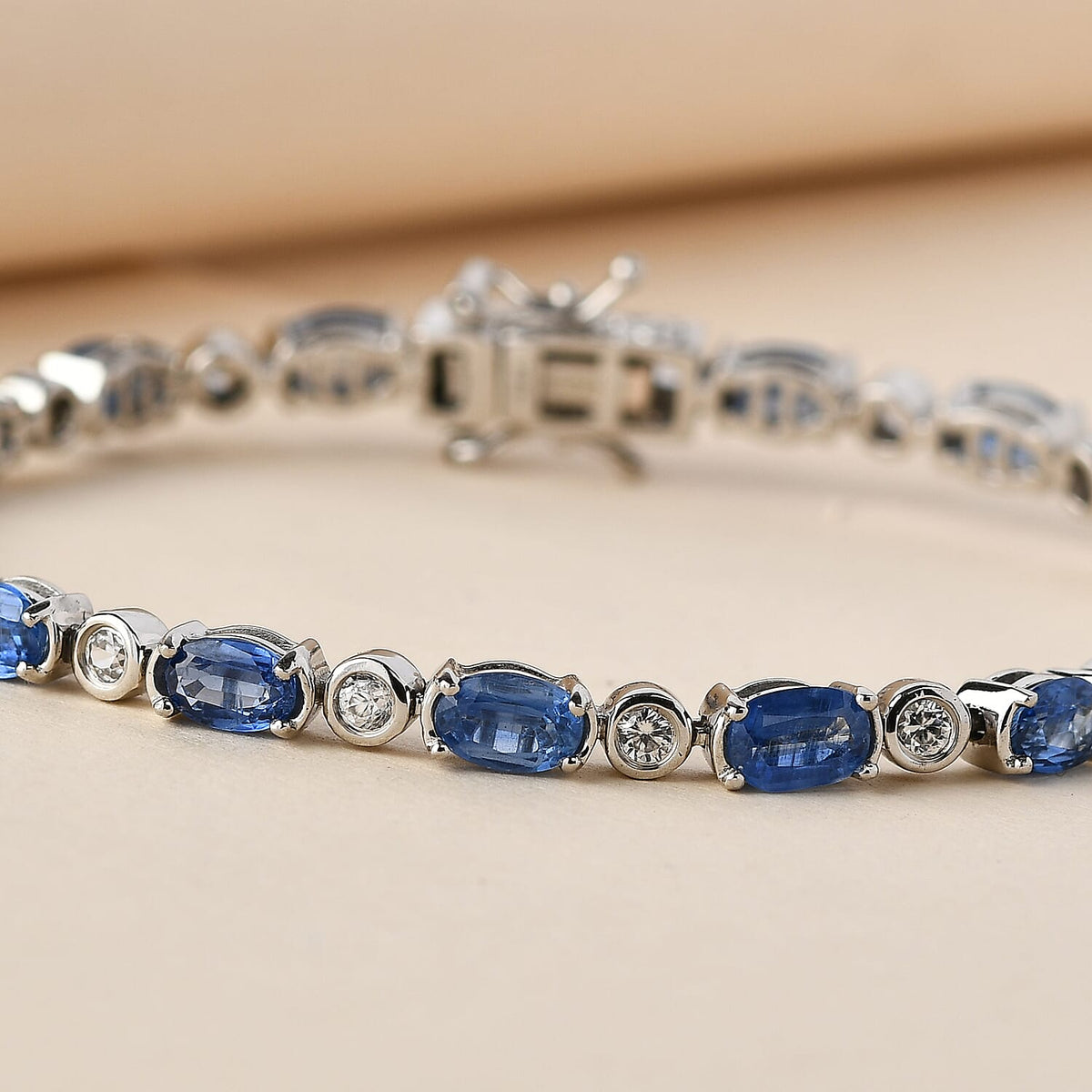 Tennis Kyanite Bracelet Size 7 with Natural Cambodian Zircon in Sterling Silver 9.01 Ct., Silver Wt. 11.02 Gms 8733532 2