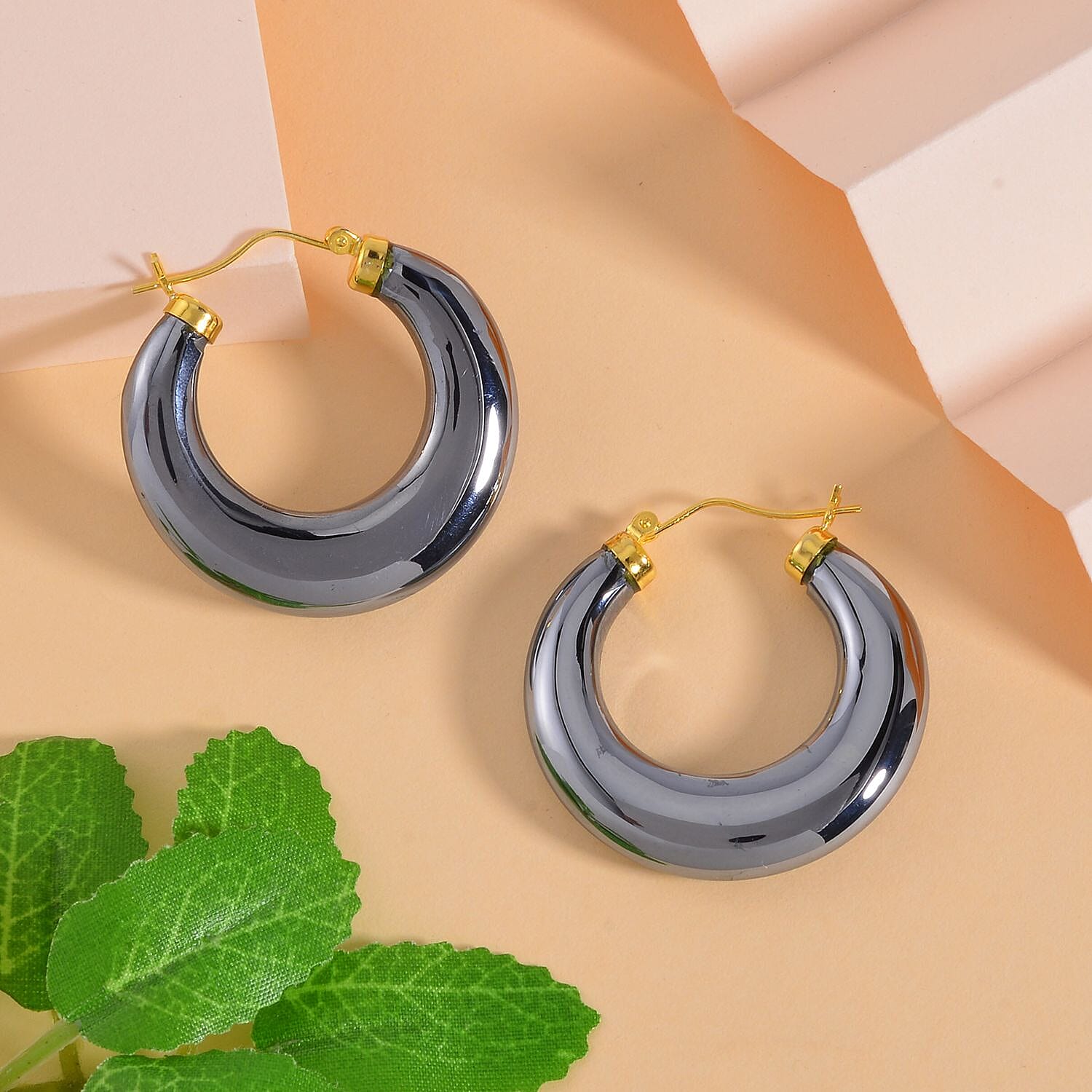 Terahertz Hoop Earrings in Yellow Gold Overlay Sterling Silver 63.70 Ct 7657493 1