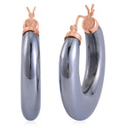 Terahertz Hoop Earrings in Rose Gold Overlay Sterling Silver 63.70 Ct