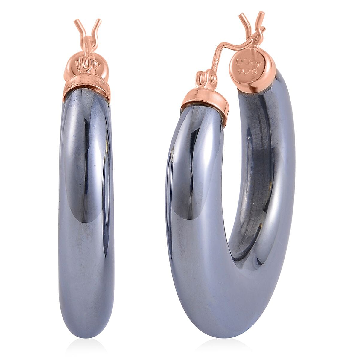 Terahertz Hoop Earrings in Rose Gold Overlay Sterling Silver 63.70 Ct 7686287 0