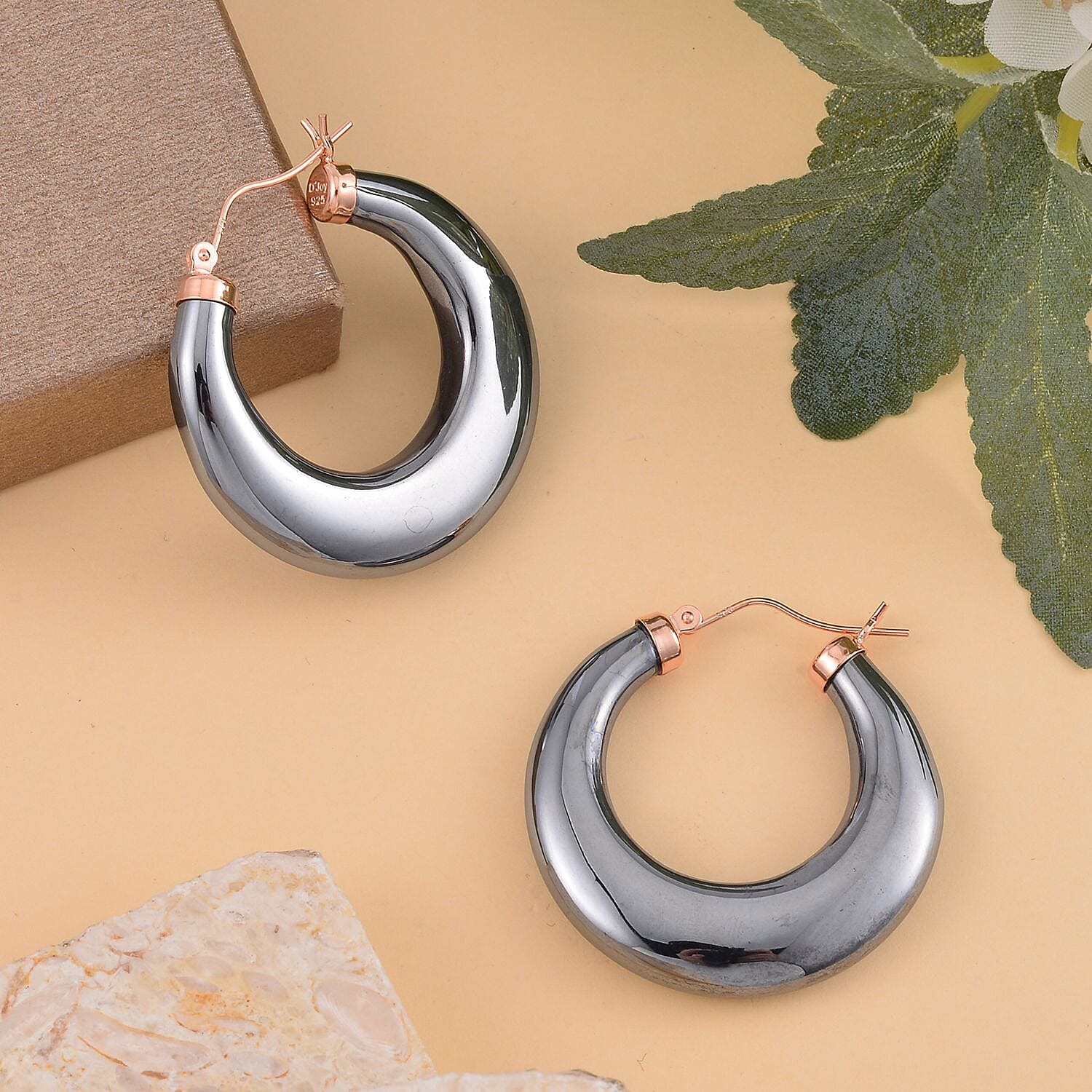 Terahertz Hoop Earrings in Rose Gold Overlay Sterling Silver 63.70 Ct 7686287 1