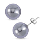 Terahertz Beads Solitaire Stud Earrings in Rhodium Overlay Sterling Silver