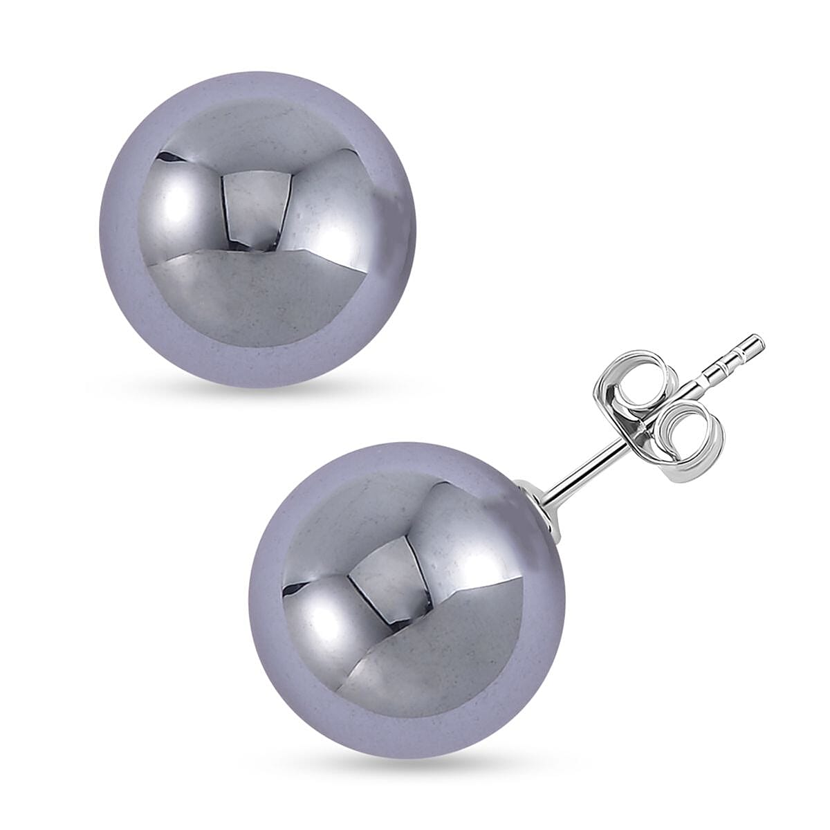 Terahertz Beads Solitaire Stud Earrings in Rhodium Overlay Sterling Silver 7602348 0