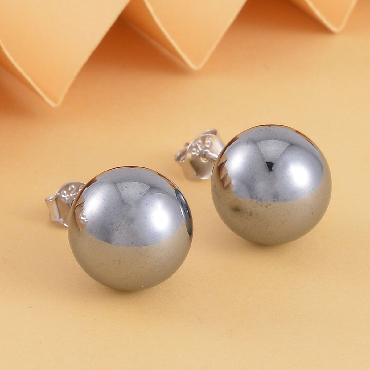 Terahertz Beads Solitaire Stud Earrings in Rhodium Overlay Sterling Silver 7602348 2