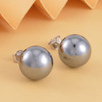 Terahertz Beads Solitaire Stud Earrings in Rhodium Overlay Sterling Silver