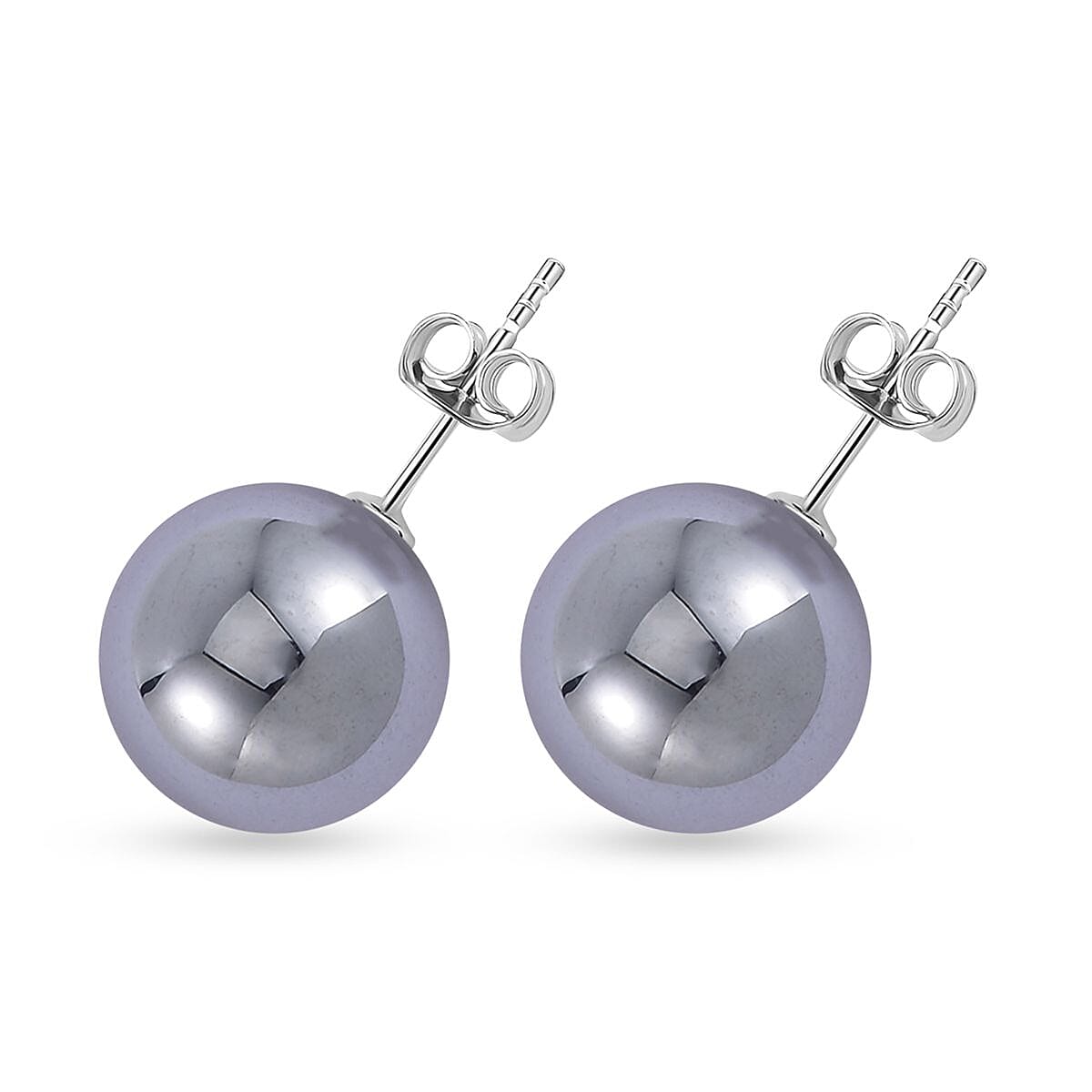 Terahertz Beads Solitaire Stud Earrings in Rhodium Overlay Sterling Silver 7602348 4