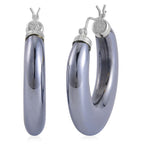 Terahertz Hoop Earrings in Rhodium Overlay Sterling Silver 63.70 Ct