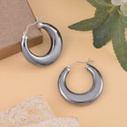 Terahertz Hoop Earrings in Rhodium Overlay Sterling Silver 63.70 Ct