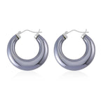 Terahertz Hoop Earrings in Rhodium Overlay Sterling Silver 63.70 Ct