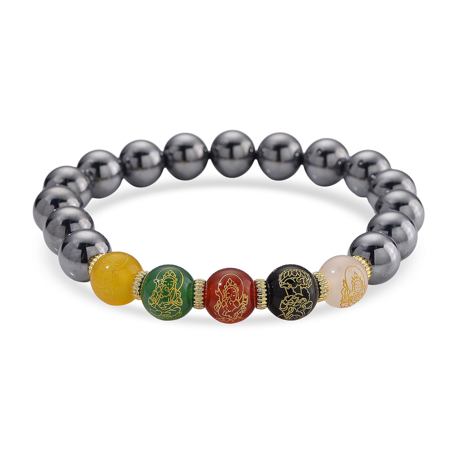 Terahertz &amp; Multi Color Agate (Size - 7.5 Streachable) Bracelet 120.00 Ct. 8198255 0