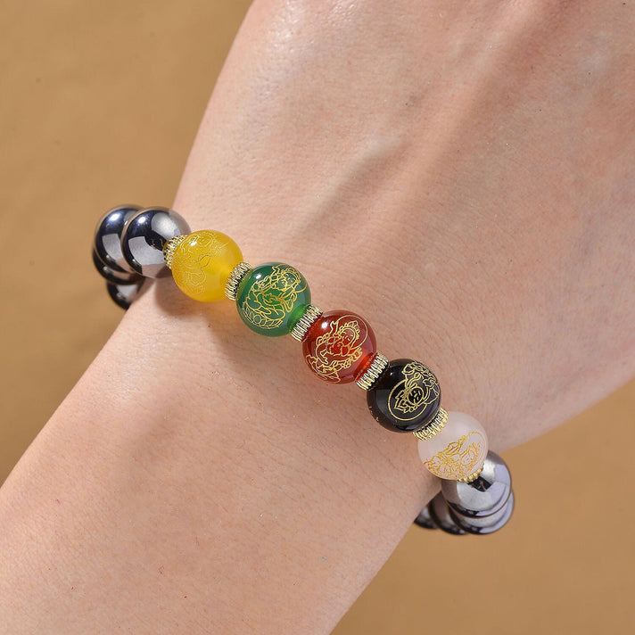 Terahertz &amp; Multi Color Agate (Size - 7.5 Streachable) Bracelet 120.00 Ct. 8198255 2