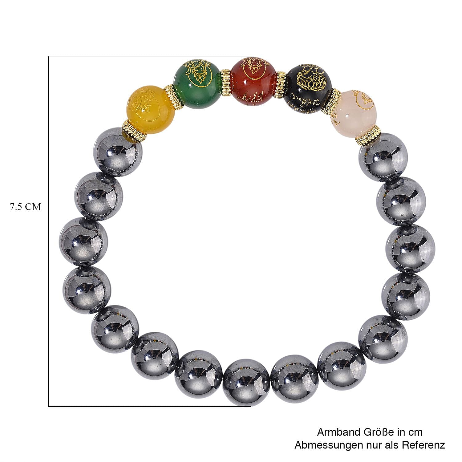 Terahertz &amp; Multi Color Agate (Size - 7.5 Streachable) Bracelet 120.00 Ct. 8198255 3