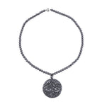 Terahertz Carved Dragon Medallion Necklace (Size - 20) in Rhodium Overlay Sterling Silver 255.00 Ct