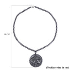 Terahertz Carved Dragon Medallion Necklace (Size - 20) in Rhodium Overlay Sterling Silver 255.00 Ct
