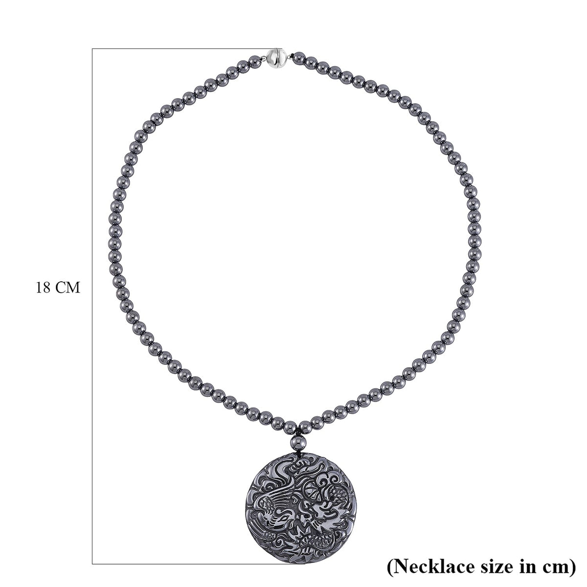 Terahertz Carved Dragon Medallion Necklace (Size - 20) in Rhodium Overlay Sterling Silver 255 Ct. 7806095 6