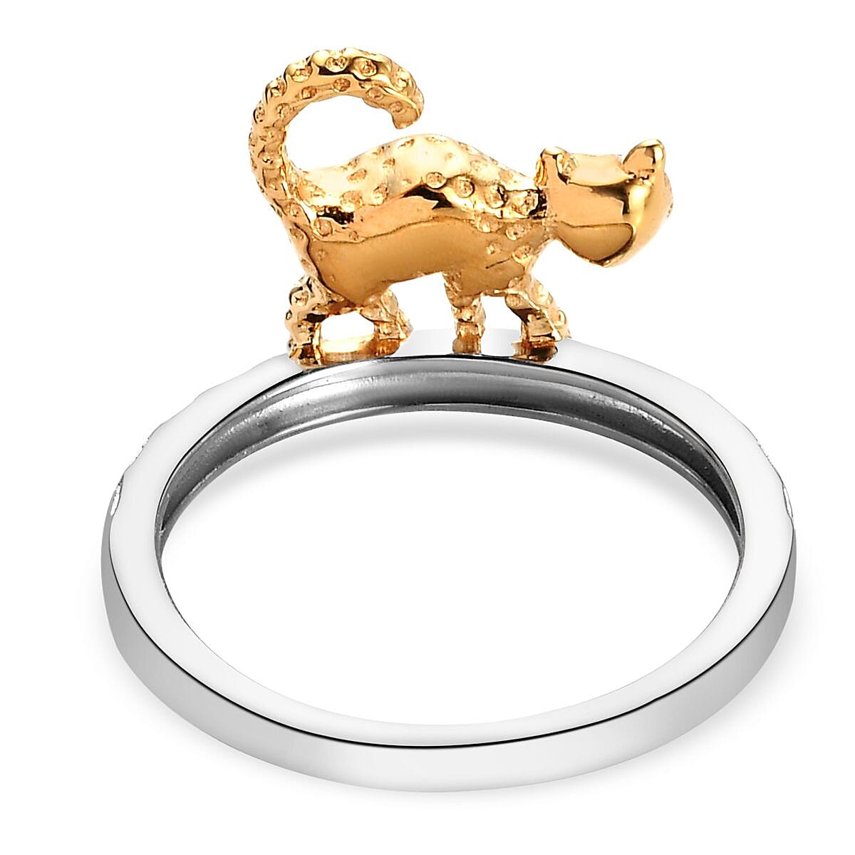 Texture Cat Band Ring in Two Tone Silver Platinum and Gold Plated 925 Sterling Silver 3264765 5