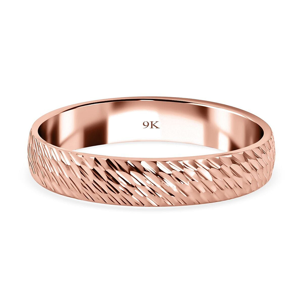 Royal Bali Collection - 9K Rose Gold Diamond Cut Band Ring