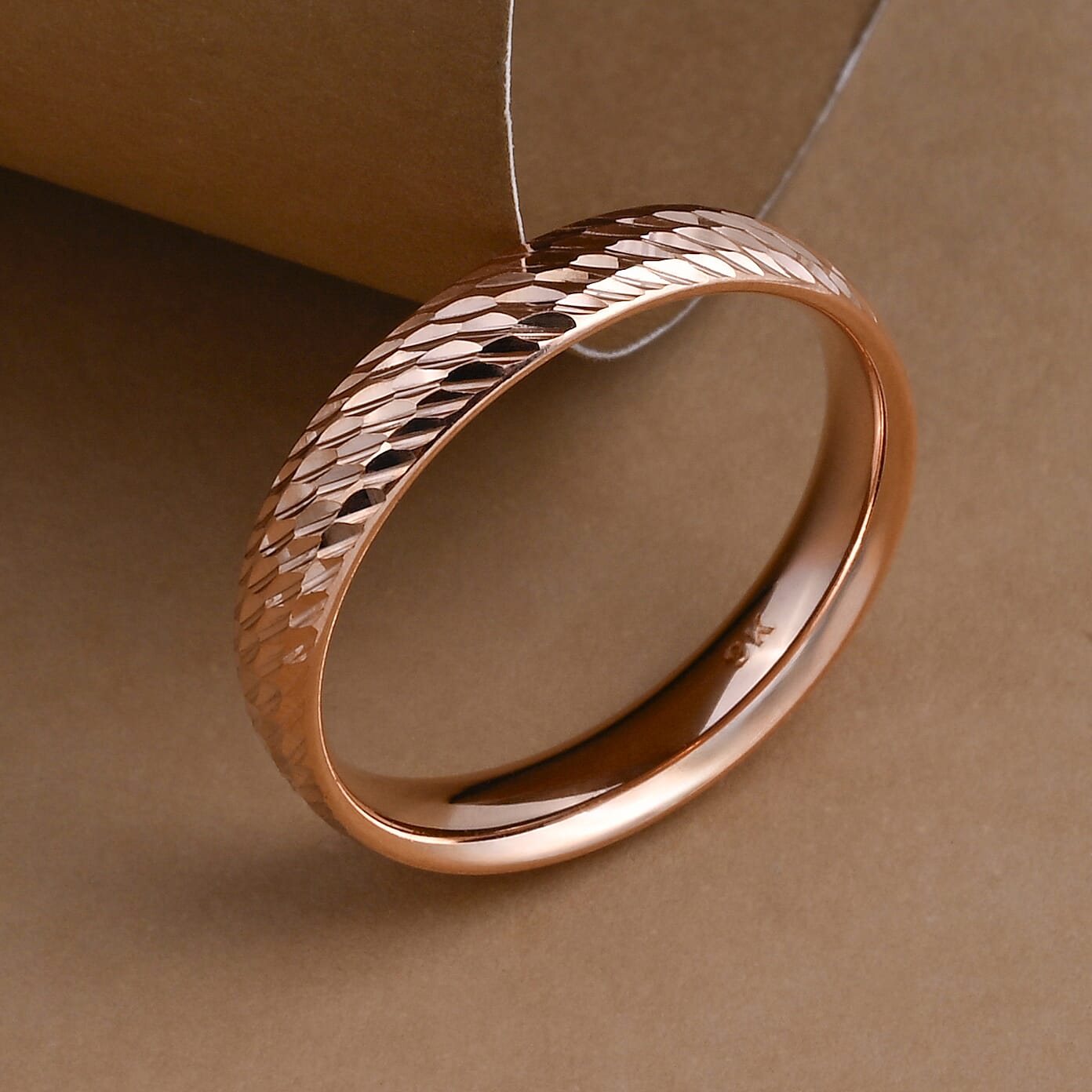 Royal Bali Textured Edge Shape Band Ring in 9K Rose Gold 6252127 2