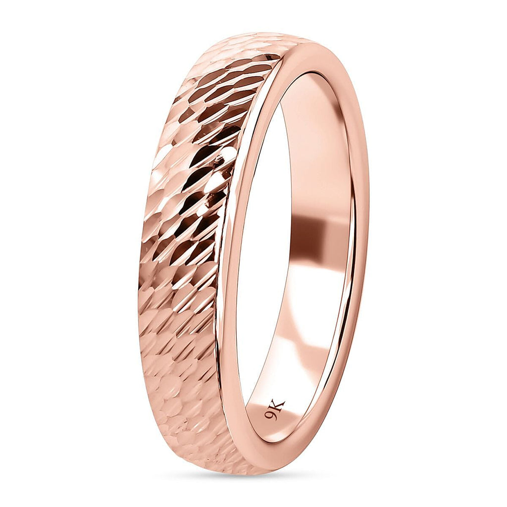 Royal Bali Collection - 9K Rose Gold Diamond Cut Band Ring