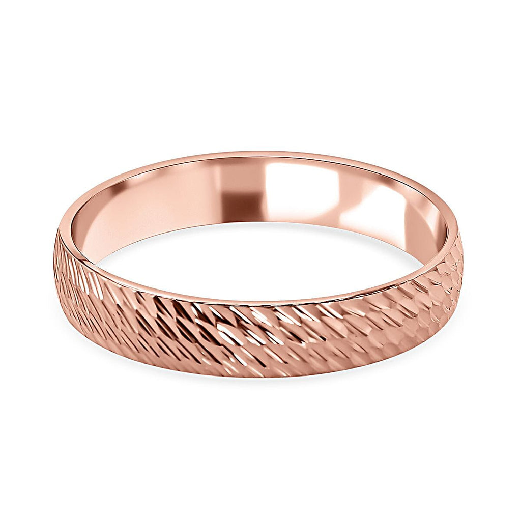 Royal Bali Collection - 9K Rose Gold Diamond Cut Band Ring