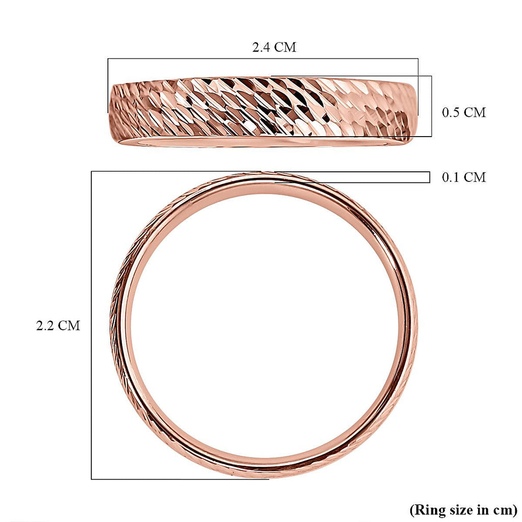 Royal Bali Collection - 9K Rose Gold Diamond Cut Band Ring