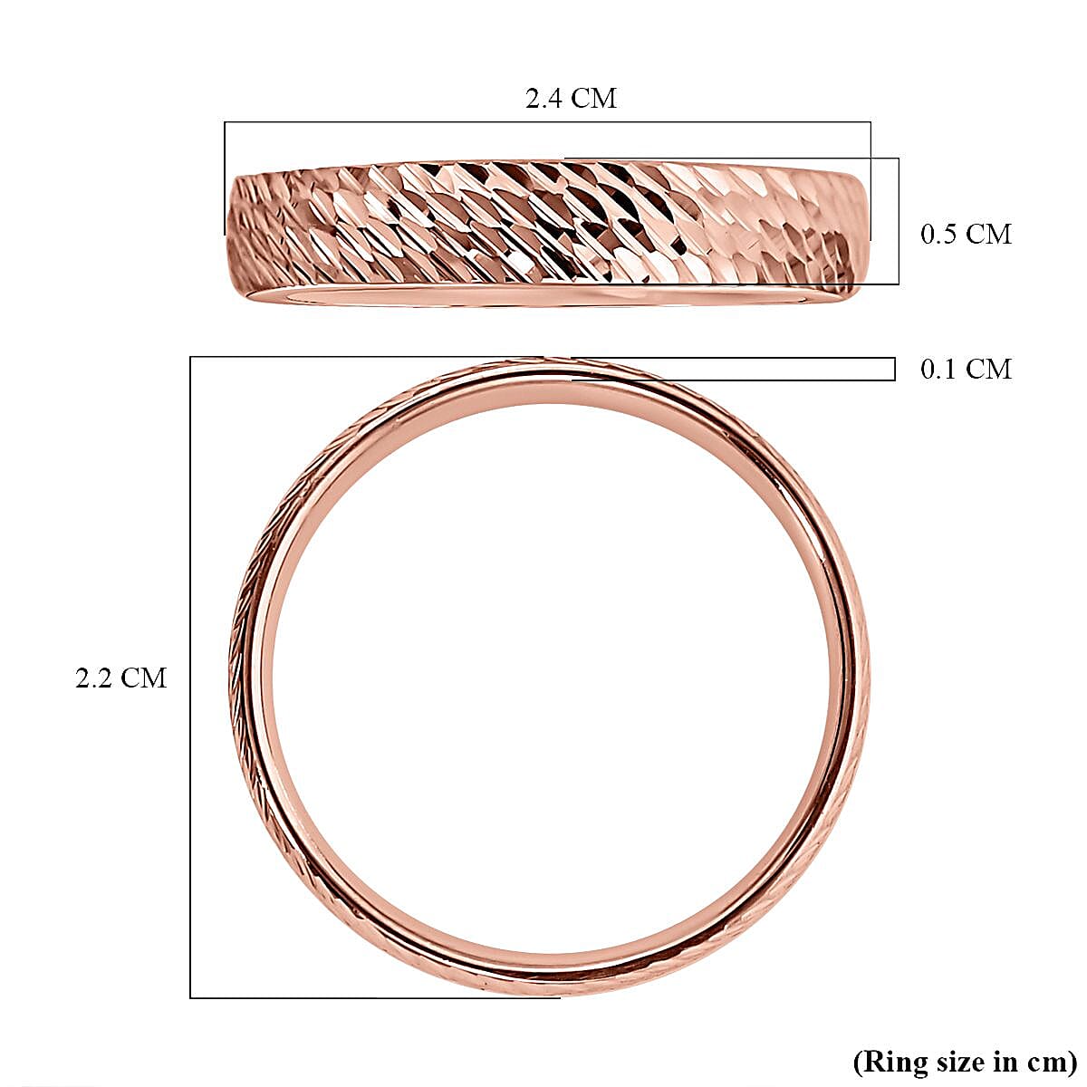 Royal Bali Textured Edge Shape Band Ring in 9K Rose Gold 6252127 6