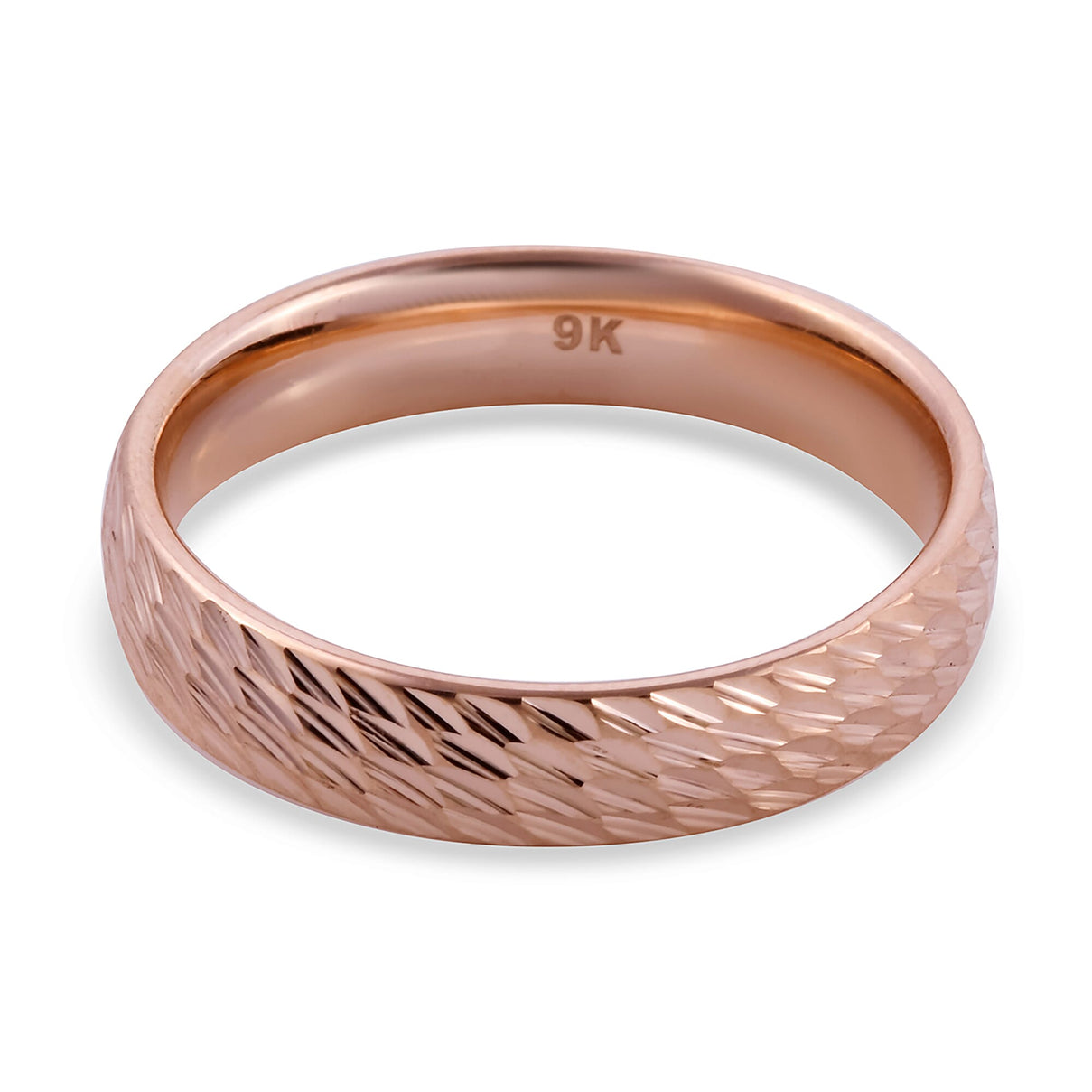 Royal Bali Textured Edge Shape Band Ring in 9K Rose Gold 6252127 7