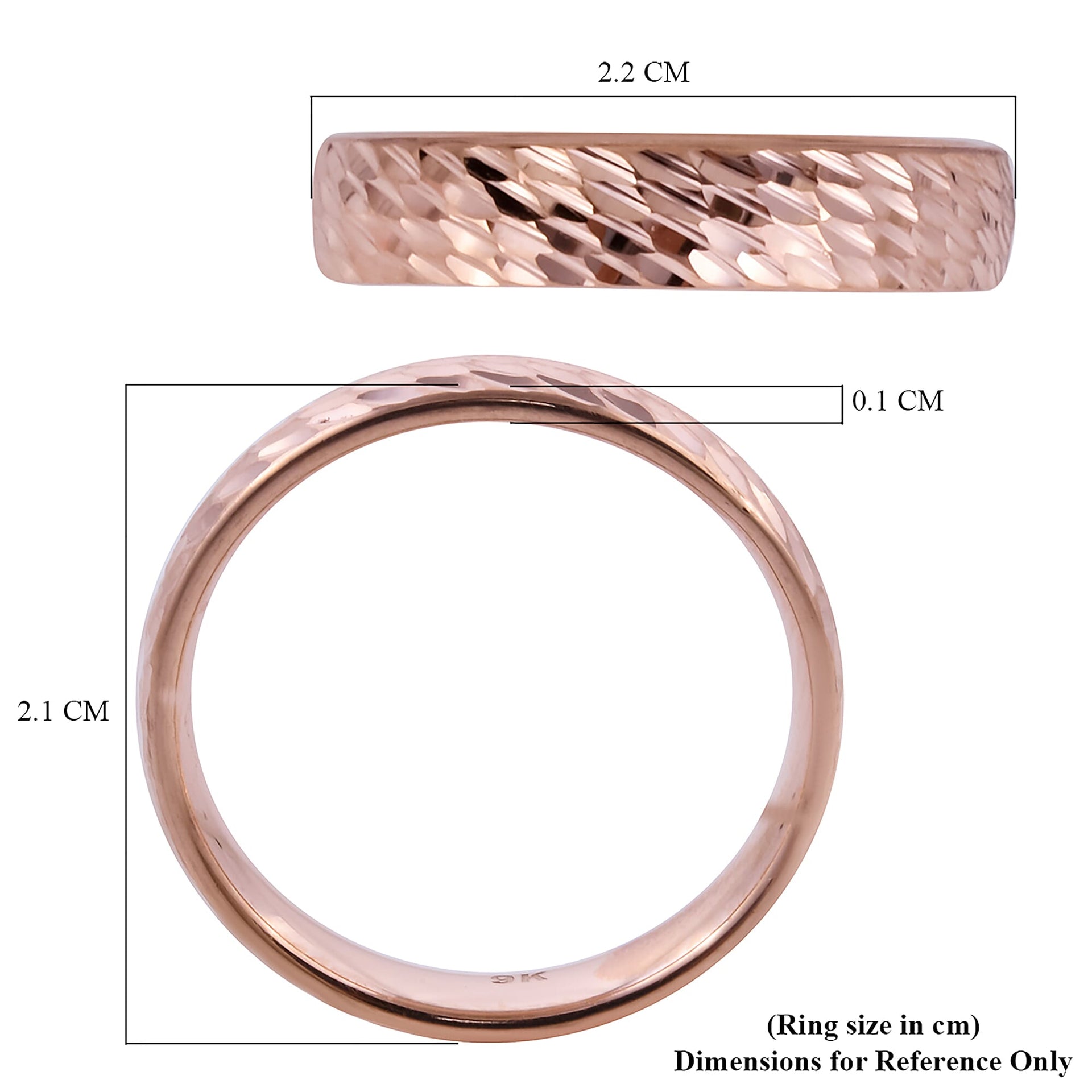 Royal Bali Textured Edge Shape Band Ring in 9K Rose Gold 6252127 8