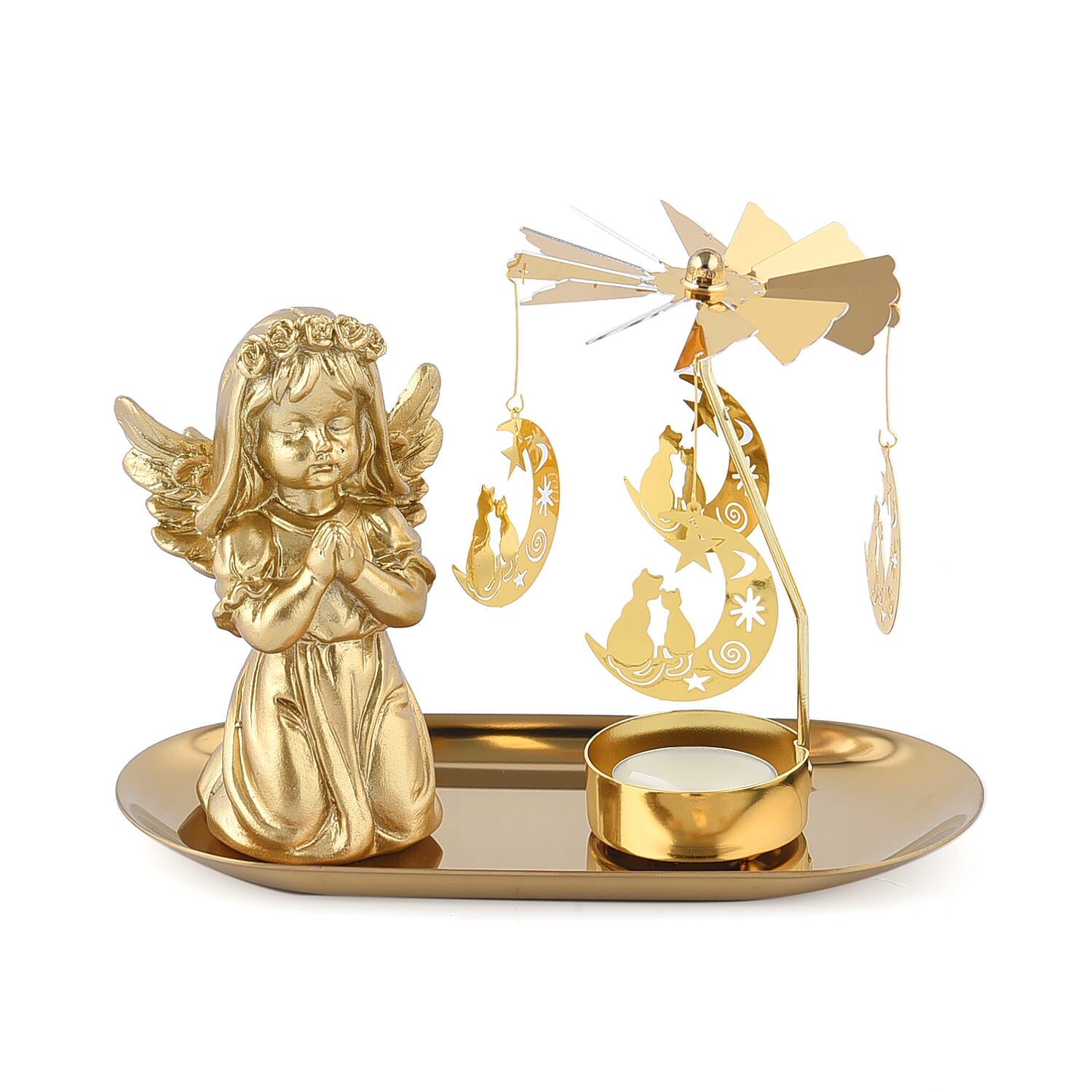 The 5th Season - Angel with Moon Rotating Candle Holder and 10 Tealights 6829757 0