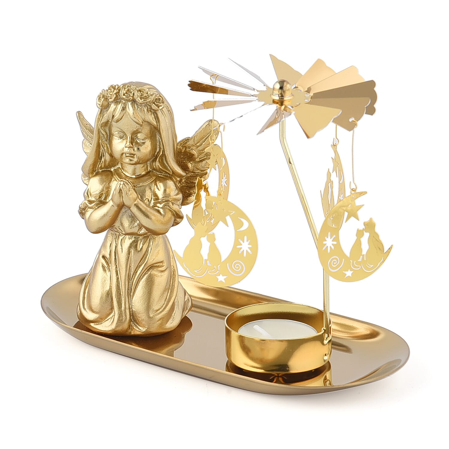 The 5th Season - Angel with Moon Rotating Candle Holder and 10 Tealights 6829757 2