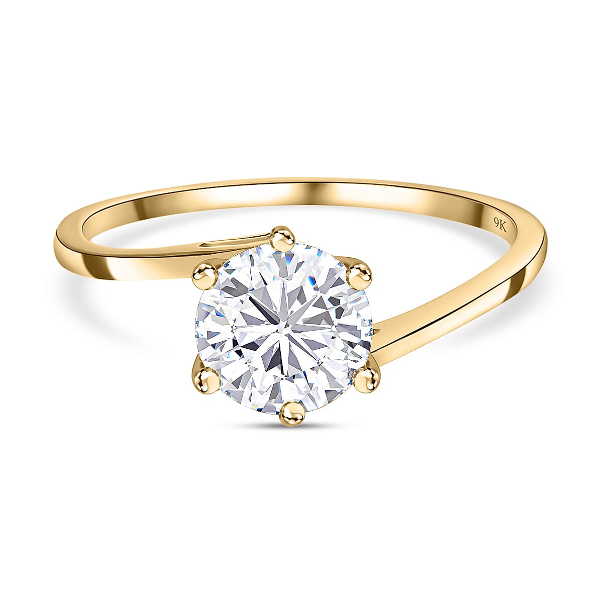 The Definitive 9K Yellow Gold Moissanite Bypass Ring 1.2 Ct (Round) 7520011 0