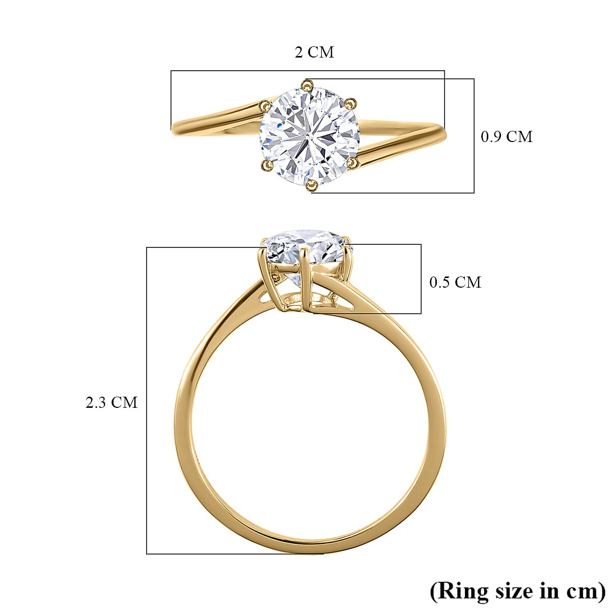 The Definitive 9K Yellow Gold Moissanite Bypass Ring 1.2 Ct (Round) 7520011 6