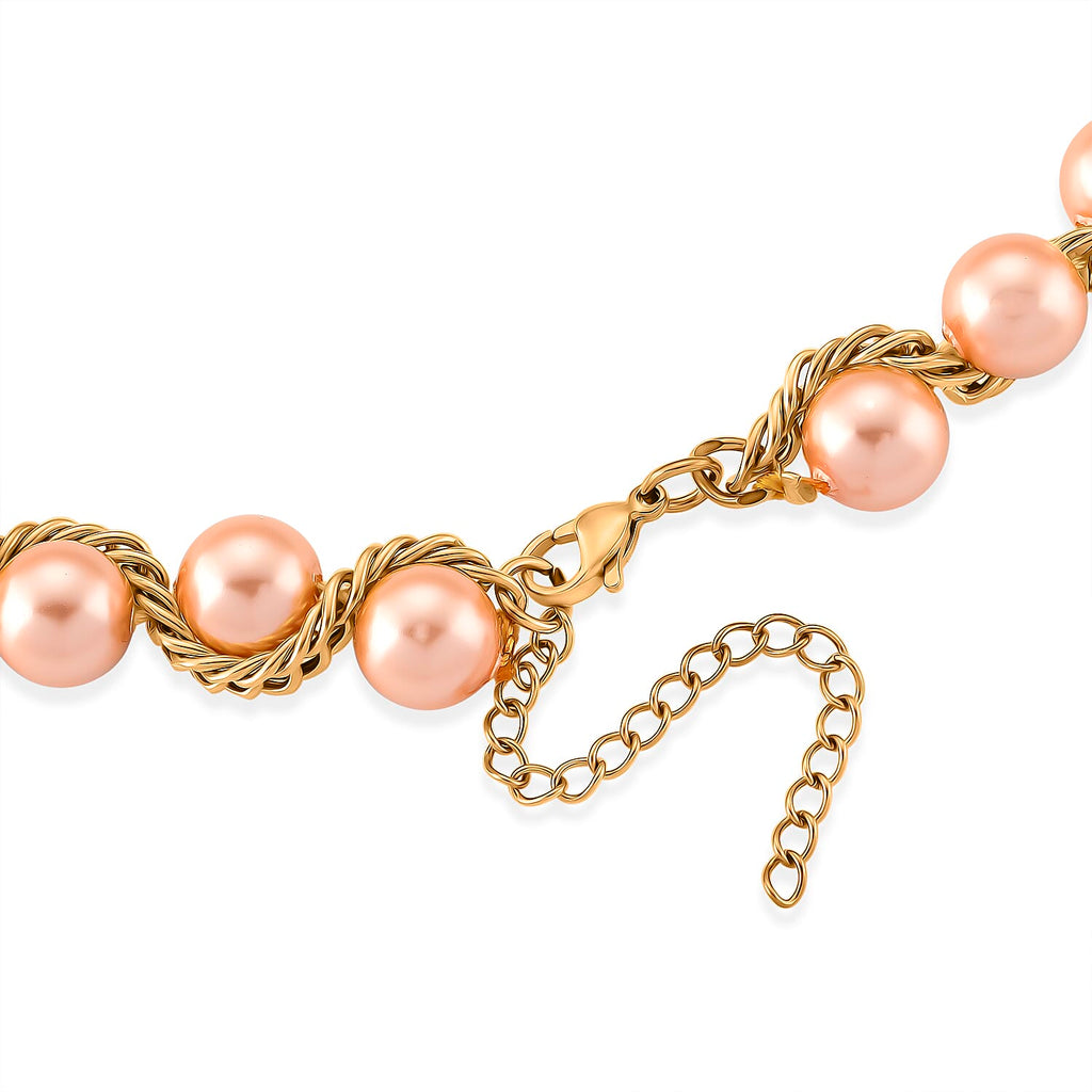 The Exotic Collection - Mother of Pearl Rope Necklace With Lobster Claw Clasp (Size - 19.5-2 EXT) - Peach