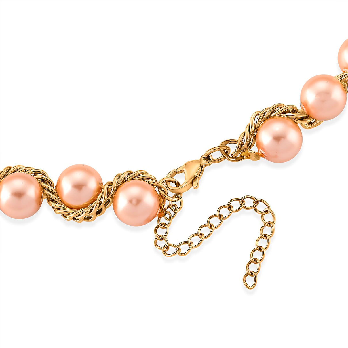 The Exotic Collection - Mother of Pearl Rope Necklace With Lobster Claw Clasp (Size - 19.5+2 EXT) - Peach V32516059 5