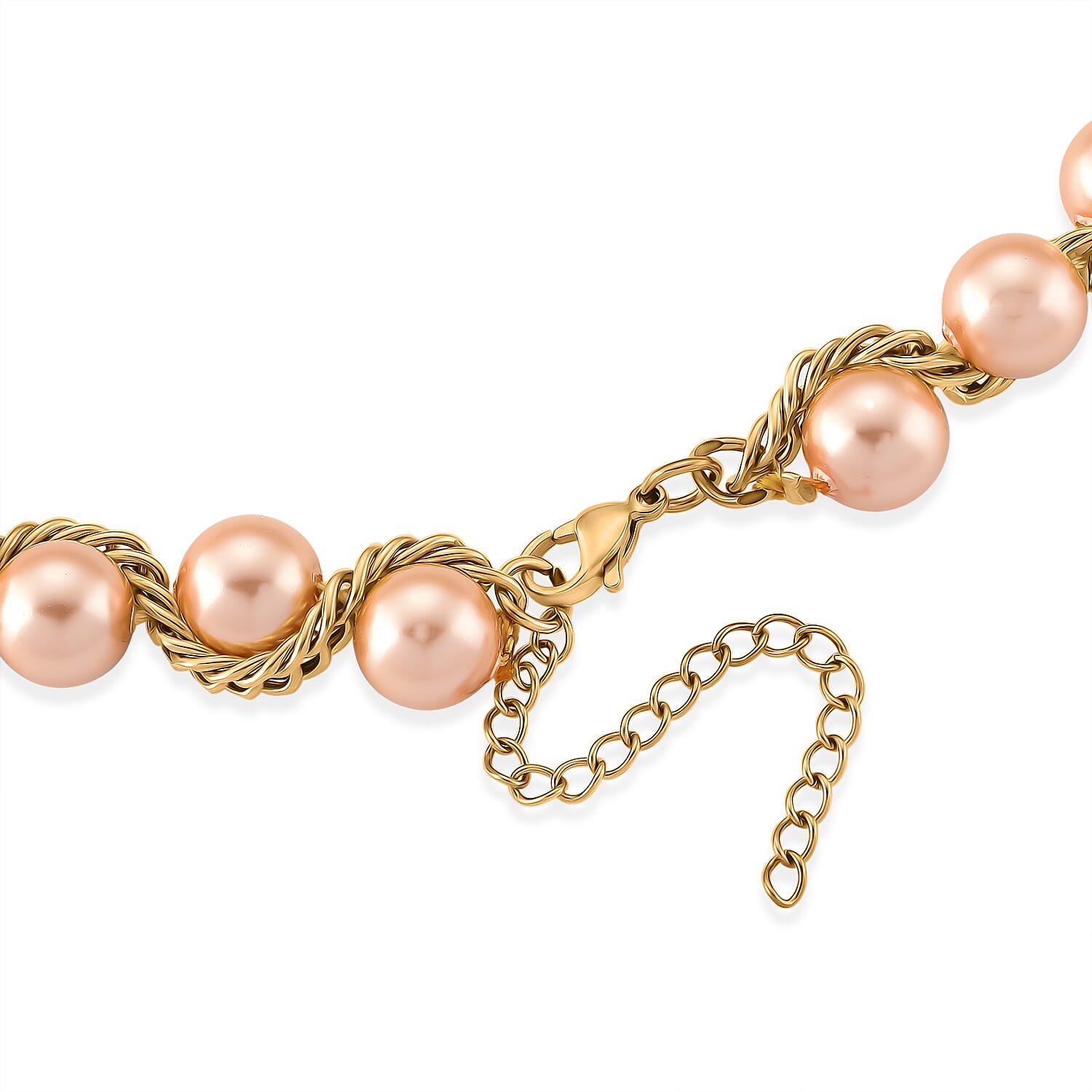 The Exotic Collection - Mother of Pearl Rope Necklace With Lobster Claw Clasp (Size - 19.5+2 EXT) - Peach V32516059 5