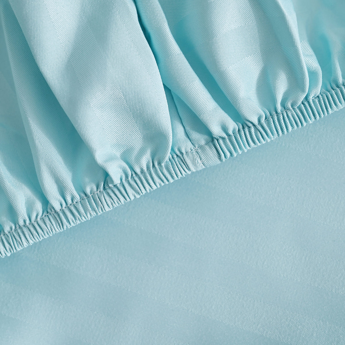 The Luxe Collection - 6 Piece Cotton Vertical Satin Stripe Duvet Cover Set - Inc. 1 Duvet Cover, 1 Fitted Sheet with 2 Housewife &amp; 2 Oxford Pillowcases (Double) - Aqua V32605748 8