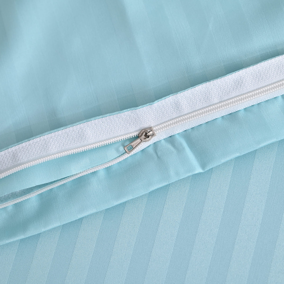 The Luxe Collection - 6 Piece Cotton Vertical Satin Stripe Duvet Cover Set - Inc. 1 Duvet Cover, 1 Fitted Sheet with 2 Housewife &amp; 2 Oxford Pillowcases (Double) - Aqua V32605748 10