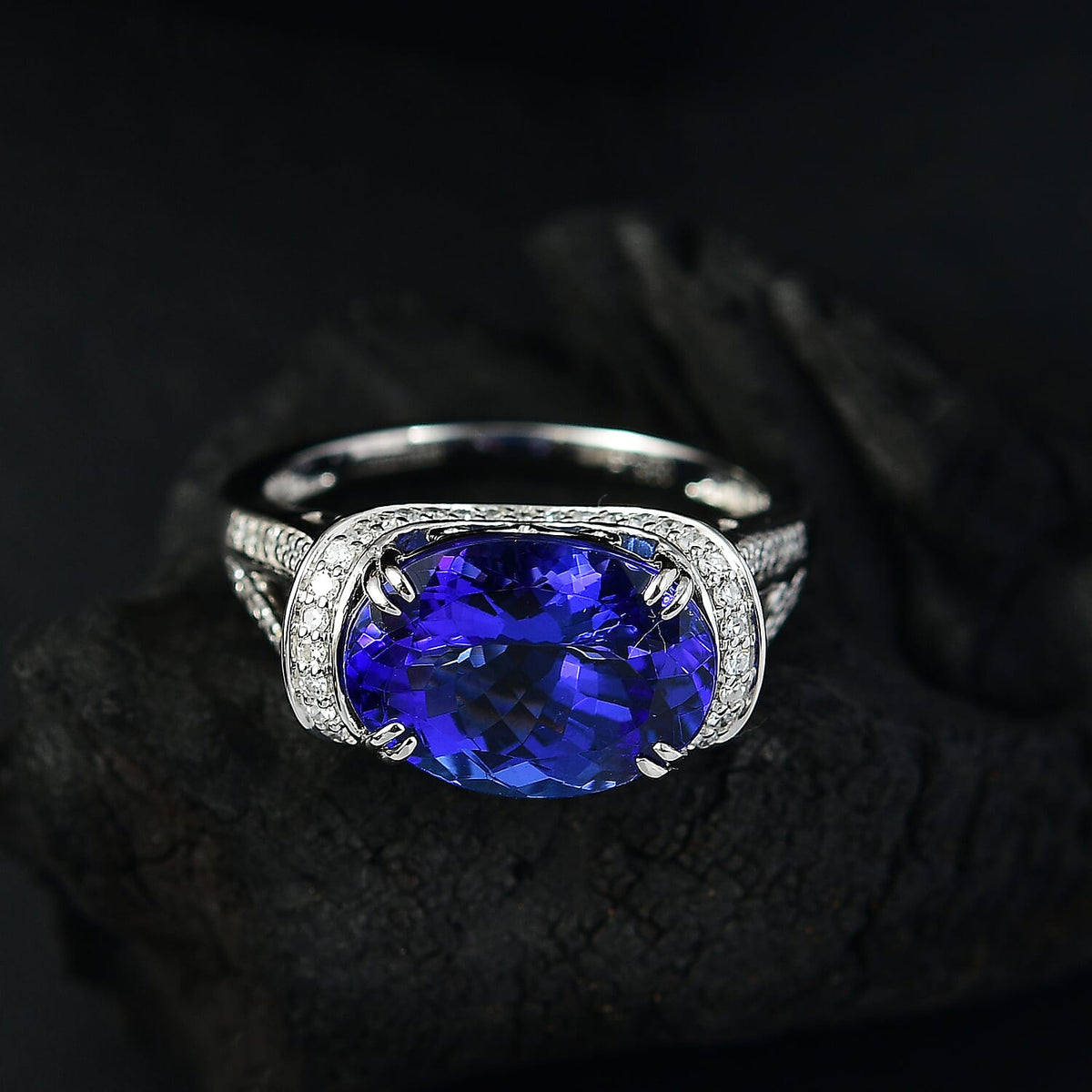 LUXURIANT 950 Platinum AAAA Tanzanite and Lab Grown Diamond  Solitaire Ring 7.02 Ct, Platinum Wt. 8.40 Gms. 8085582 2