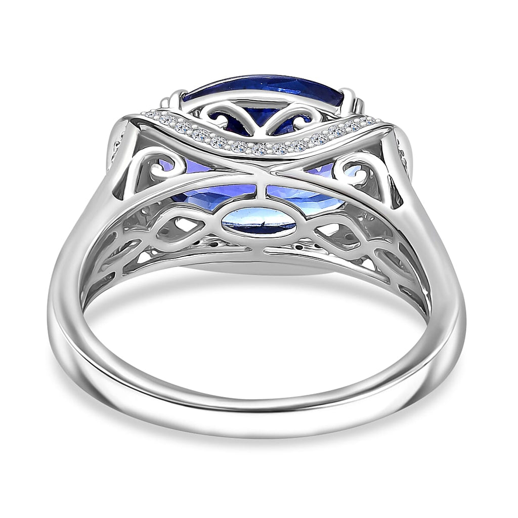 The Majesty - Luxuriant 950 Platinum AAAA Tanzanite & Lab Grown Diamond (VS-EF) Solitaire Ring 7.02 Ct, Platinum Wt. 8.40 Gms.