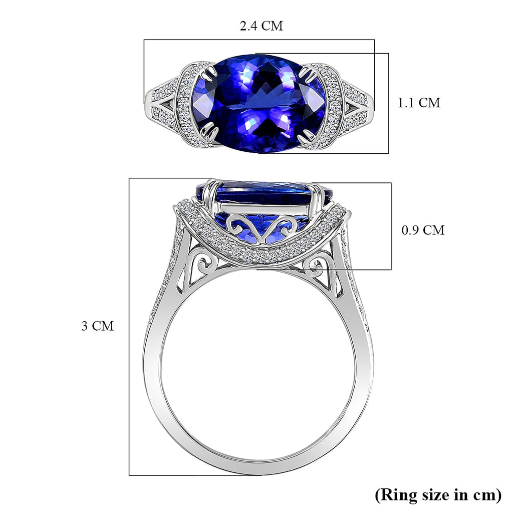 The Majesty - Luxuriant 950 Platinum AAAA Tanzanite & Lab Grown Diamond (VS-EF) Solitaire Ring 7.02 Ct, Platinum Wt. 8.40 Gms.