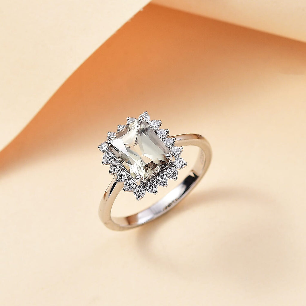 The Mega One to Own - 950 Platinum AAAA Radiant Cut Turkizite & Lab Grown Diamond (VS-E-F) Ring 3.22 Ct.