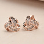Diamond Triple Knot Stud Earrings (with Push Back) in Rose Gold Overlay Sterling Silver 0.25 Ct.